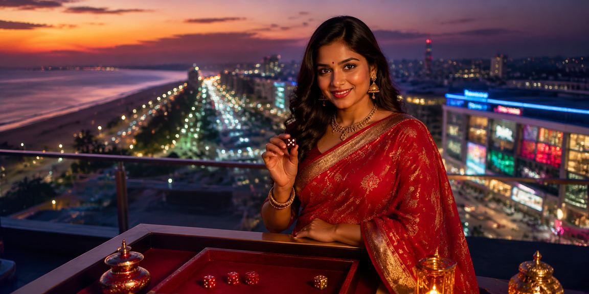Traditional Indian dice game scene on Marina Beach, Chennai